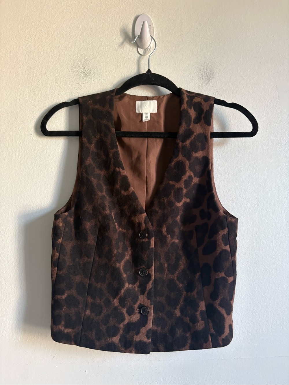 H&M Sz 4 Leopard Classic Button Front Vest - Picture 2 of 8